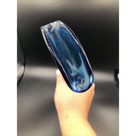 Matthew Buechner Art Glass Vase Thames St Hand Blown Tall Tulip Fan Signed 13" - Picture 4 of 11